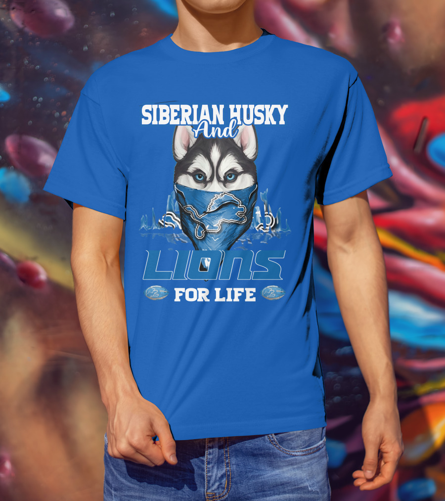 Siberian Husky And Lions For Life Detroit T-Shirt