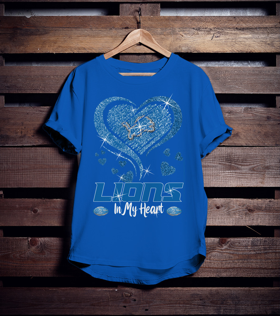 Lions In My Heart Detroit Football Sparkling T-Shirt