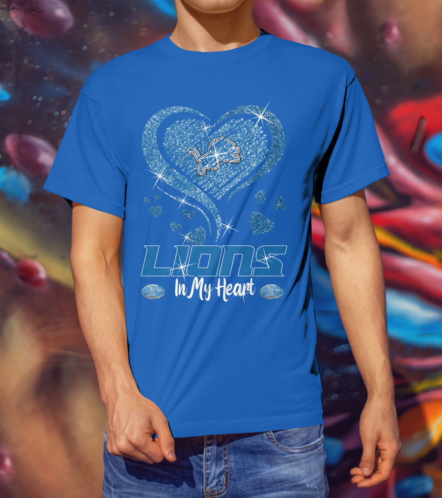 Lions In My Heart Detroit Football Sparkling T-Shirt