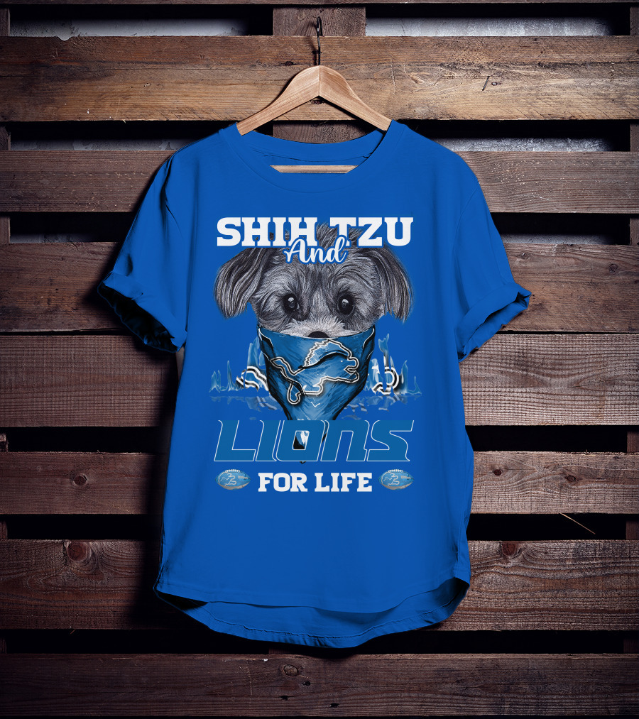 Shih Tzu And Lions For Life Detroit Lions T-Shirt