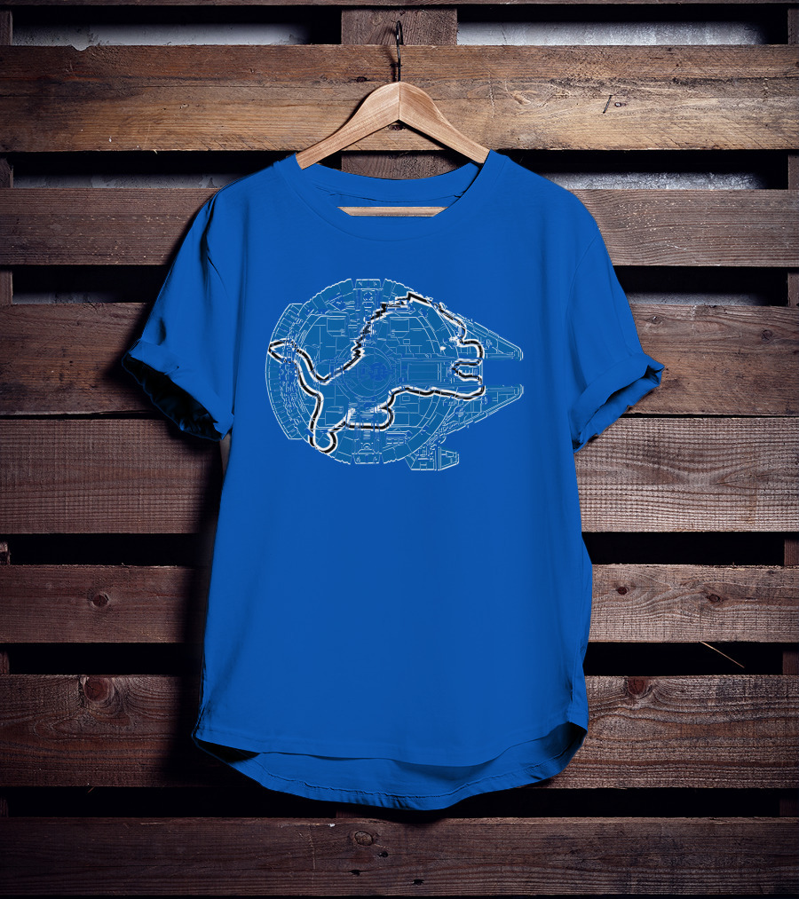 Detroit Lions Millennium Falcon Football Crossover T-Shirt