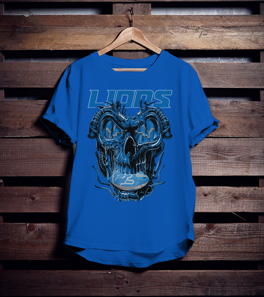 DETROIT LIONS Dragonskull Football Fusion T-Shirt