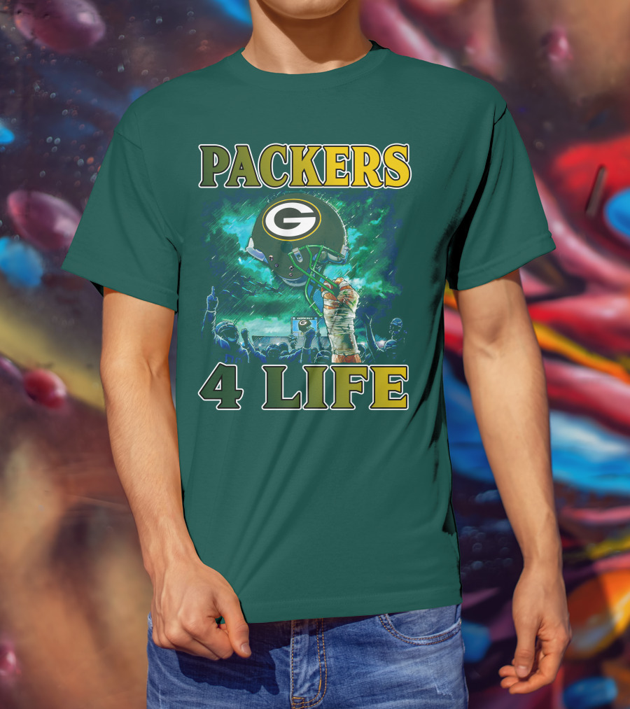 Packers 4 Life Green Bay Victory Helmet Celebration T-Shirt