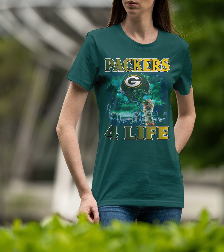 Packers 4 Life Green Bay Victory Helmet Celebration T-Shirt