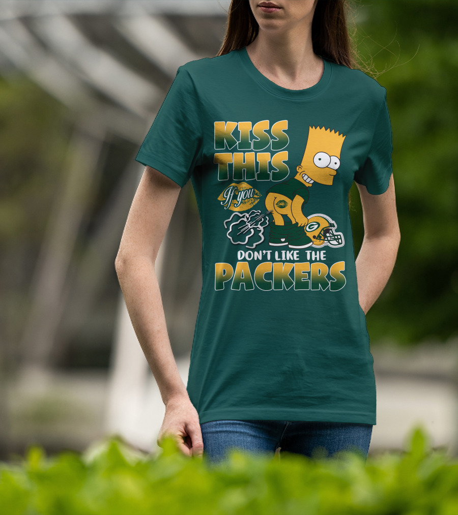 Green Bay Packers Kiss This Bart Simpson Don't Like The Packers T-Shirt
