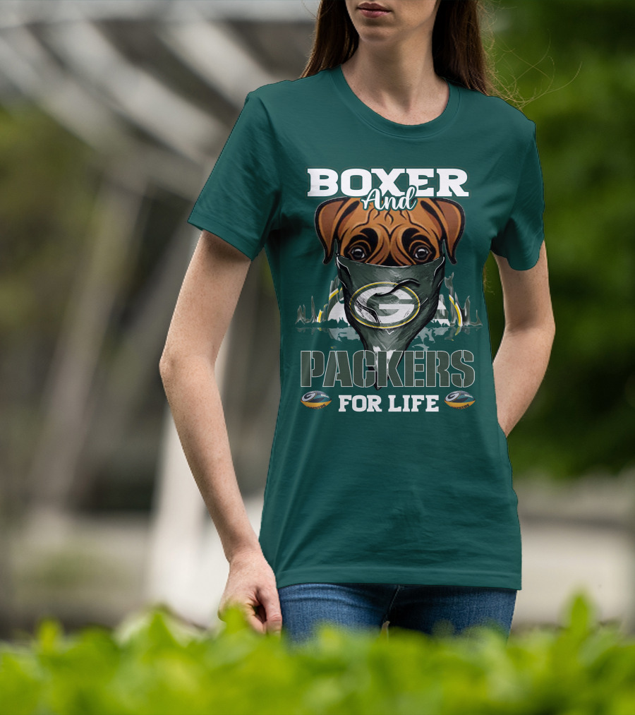 Boxer And Packers For Life Green Bay Packers T-Shirt