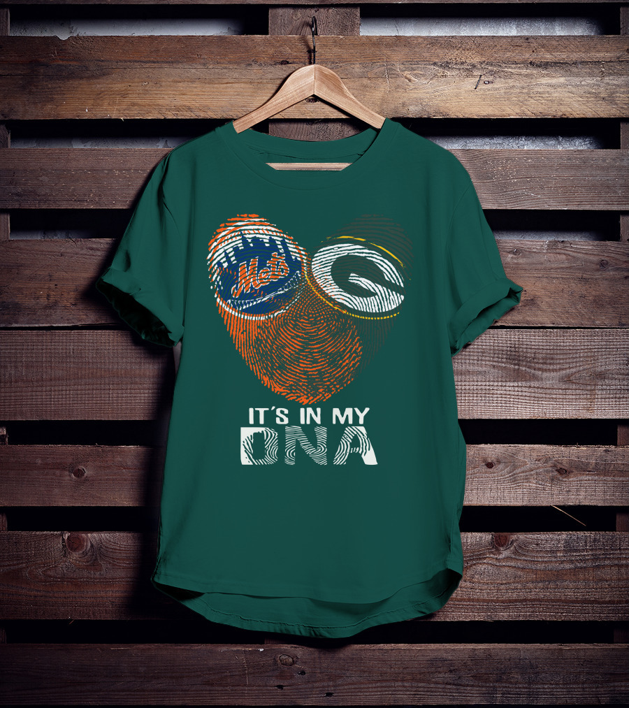 Green Bay Packers New York Mets It's In My Dna T-Shirt