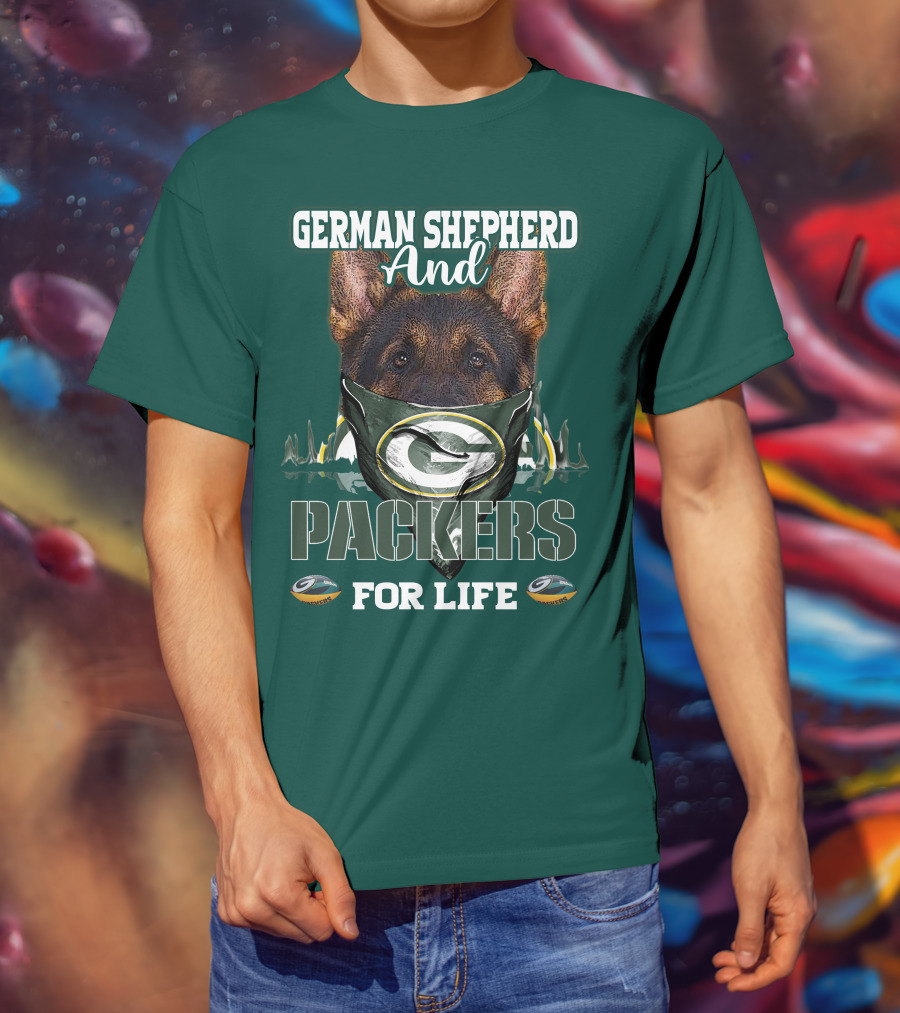 German Shepherd And Packers For Life T-Shirt