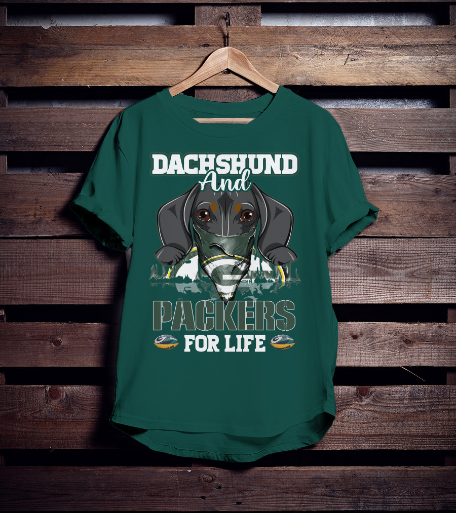 Dachshund And Packers For Life Green Bay T-Shirt