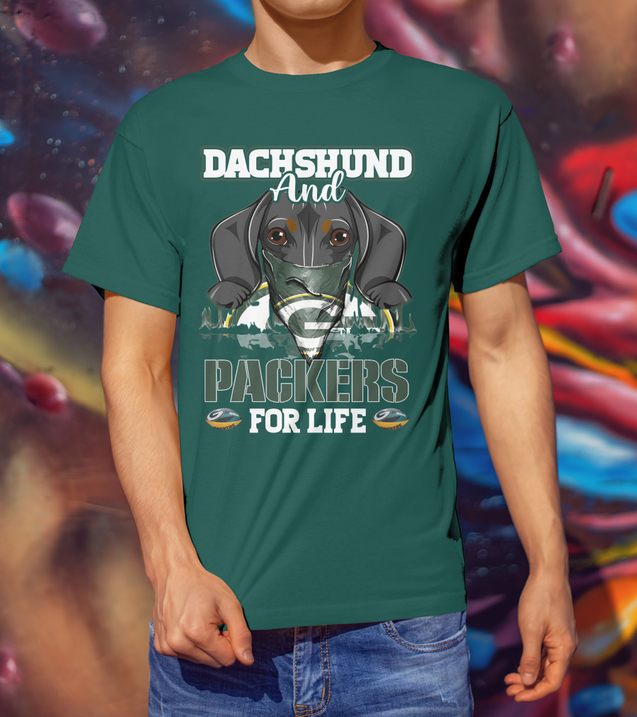 Dachshund And Packers For Life Green Bay T-Shirt