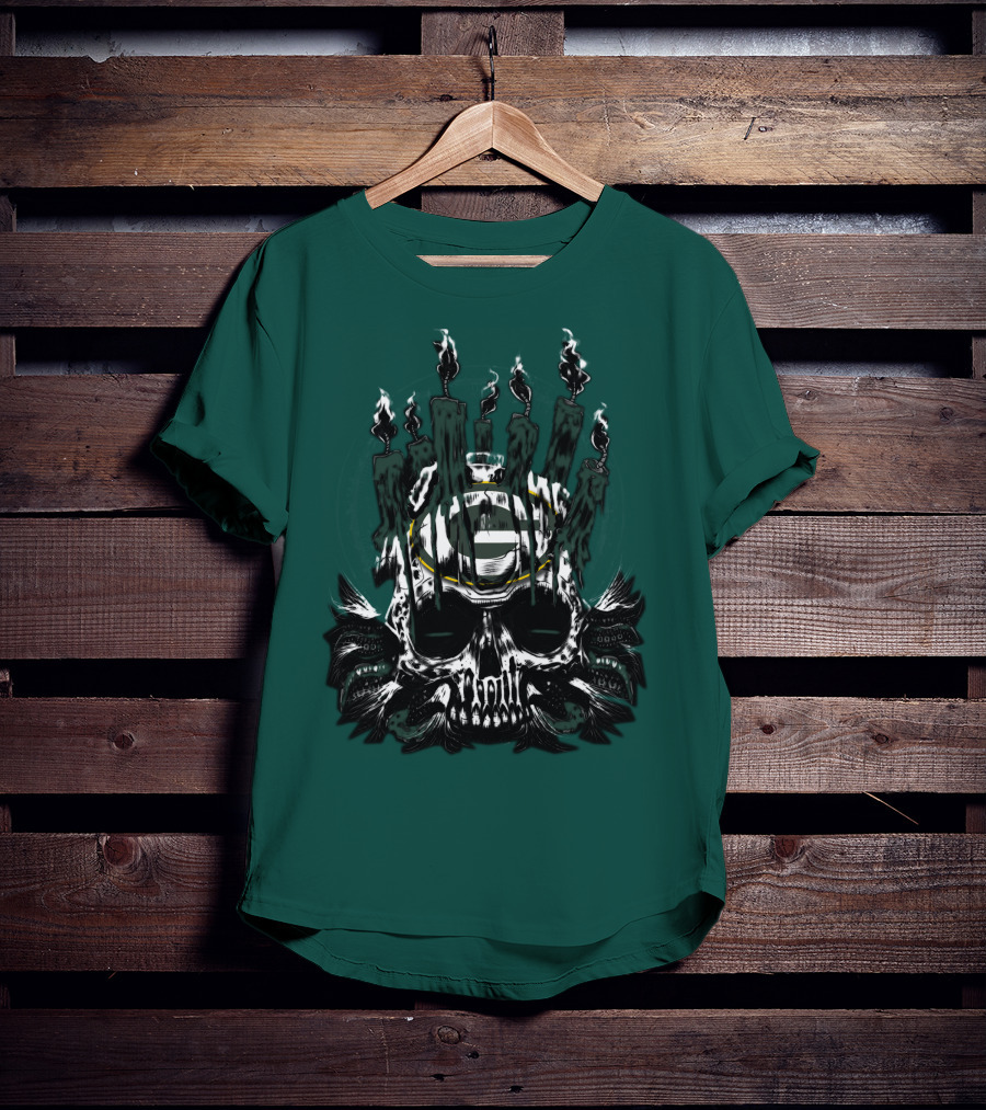 Green Bay Packers Skull Candle T-Shirt