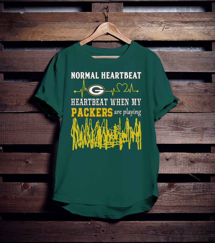 Normal Heartbeat Heartbeat When My Packers Are Playing Green Bay Packers T-Shirt