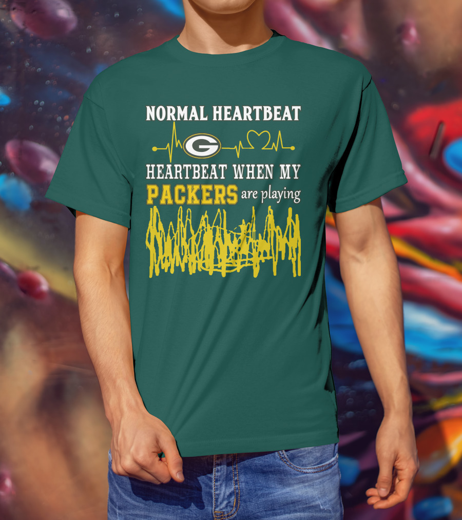 Normal Heartbeat Heartbeat When My Packers Are Playing Green Bay Packers T-Shirt