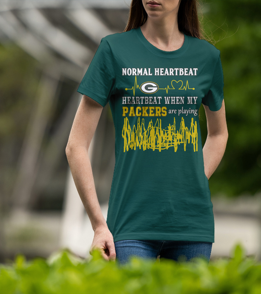 Normal Heartbeat Heartbeat When My Packers Are Playing Green Bay Packers T-Shirt