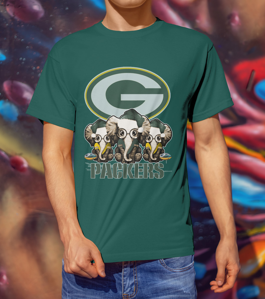 Elephant Packers Christmas Green Bay Packers T-Shirt