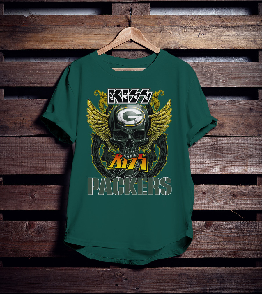 KISS Green Bay Packers Skull Wings T-Shirt