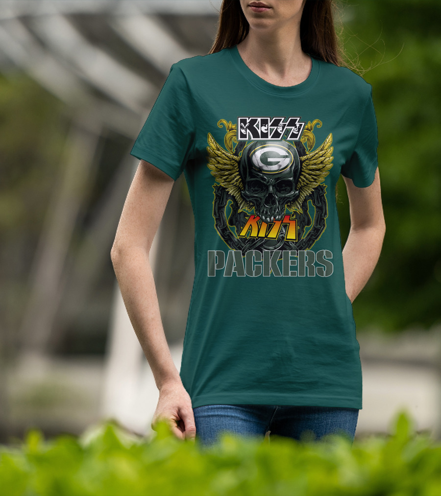 KISS Green Bay Packers Skull Wings T-Shirt