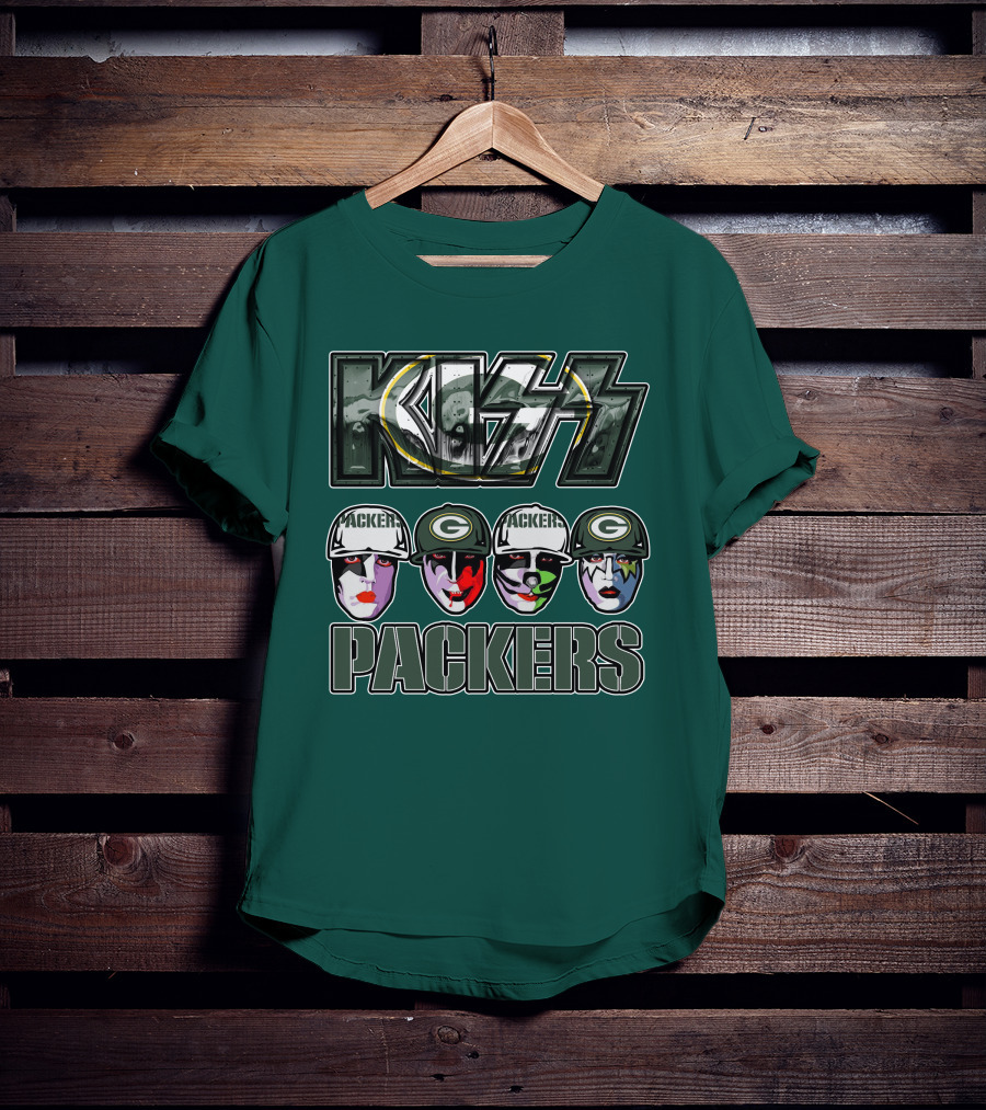 Kiss Packers Green Bay Fan Faces T-Shirt
