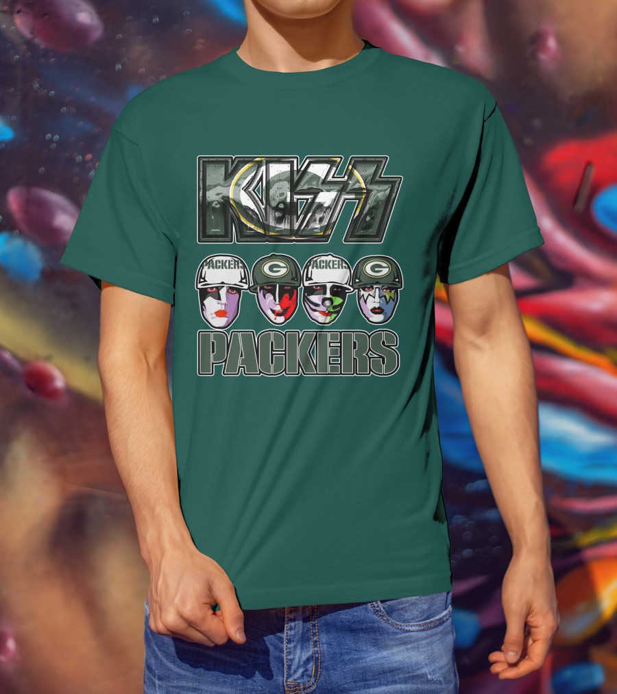 Kiss Packers Green Bay Fan Faces T-Shirt