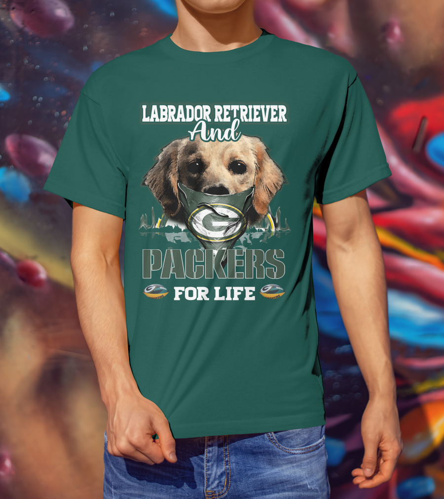 Labrador Retriever And Packers For Life Green Bay Packers T-Shirt