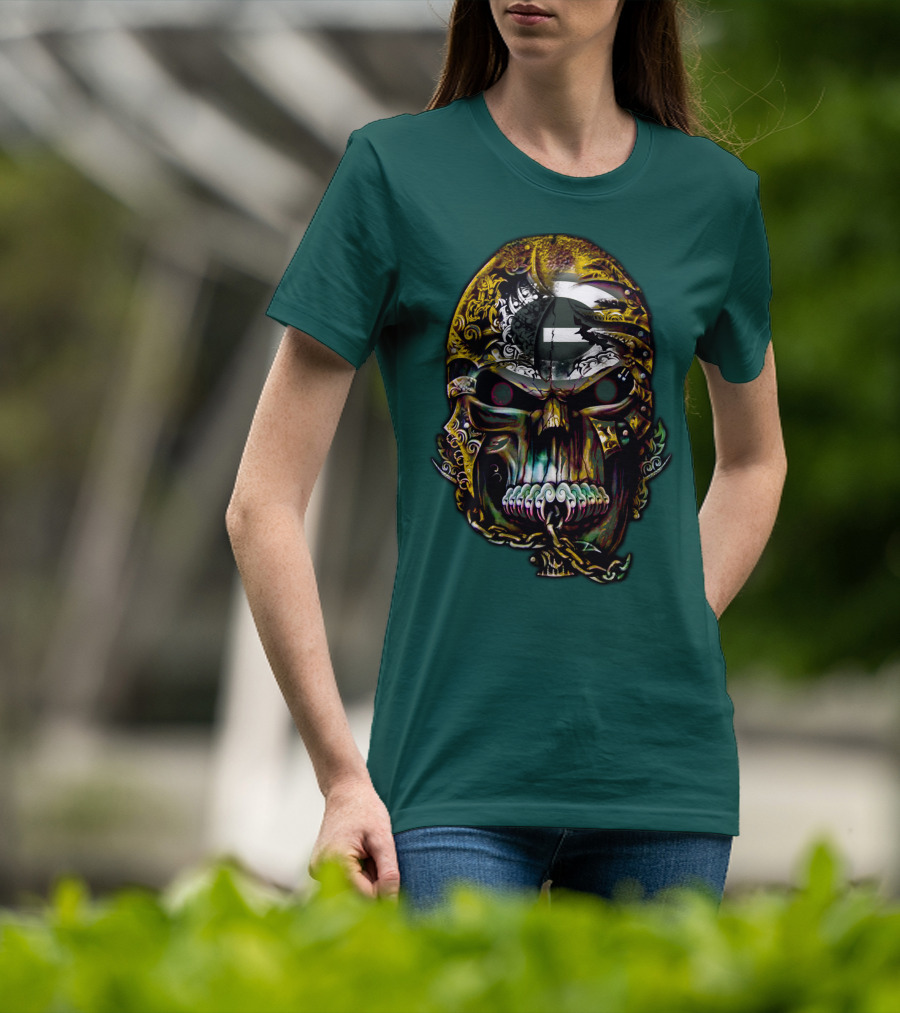 Green Bay Packers 82 Skull Art With Chain Motif T-Shirt