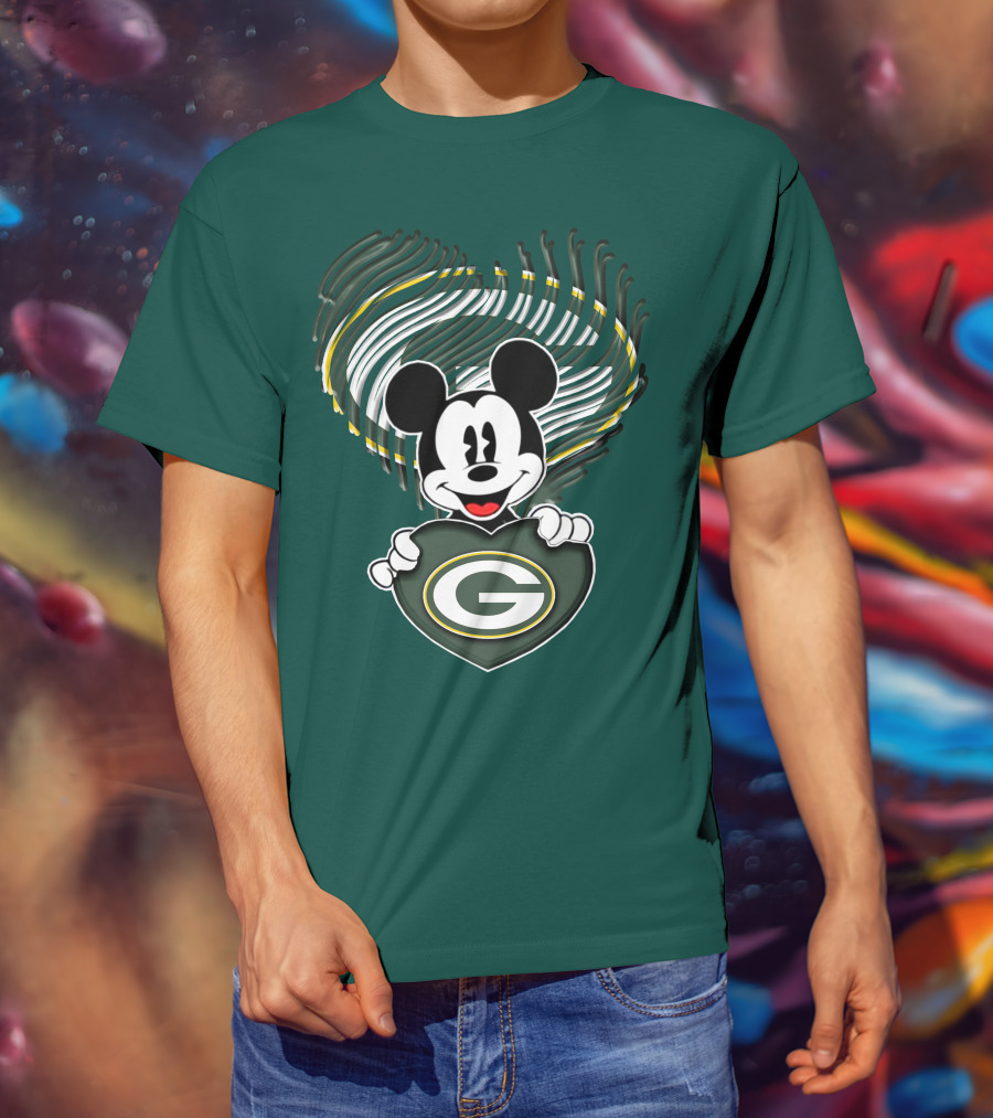 Mick Fan Embraces Green Bay Packers Heart T-Shirt