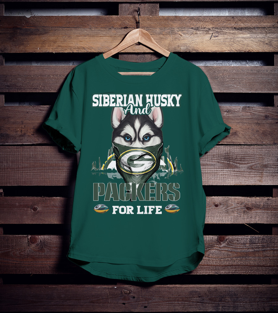 Siberian Husky And Packers For Life T-Shirt