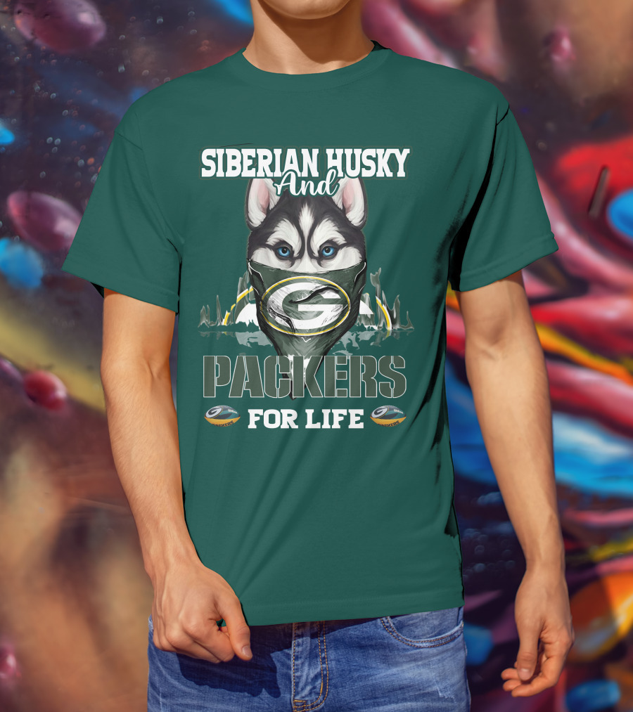 Siberian Husky And Packers For Life T-Shirt