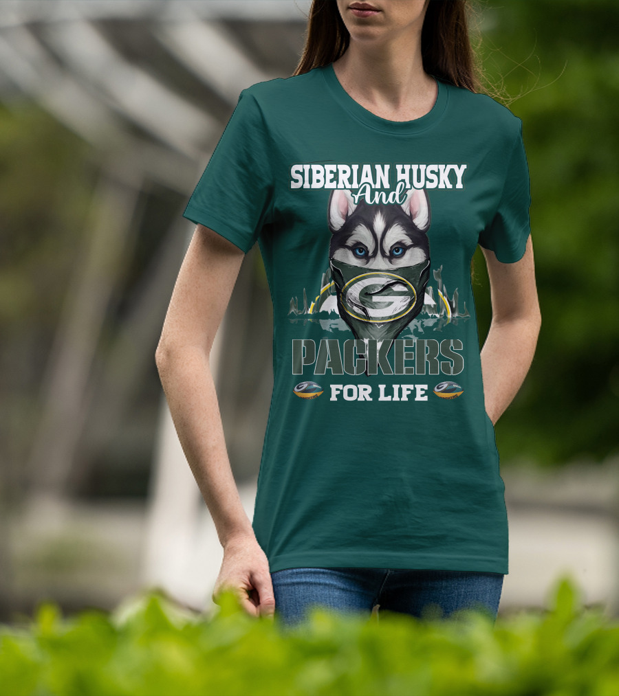 Siberian Husky And Packers For Life T-Shirt