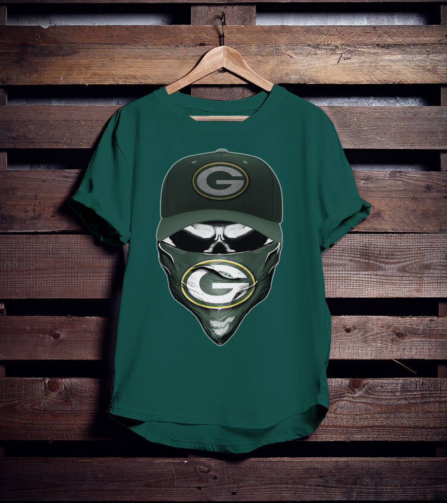 Green Bay Packers Skull Cap And Bandana T-Shirt