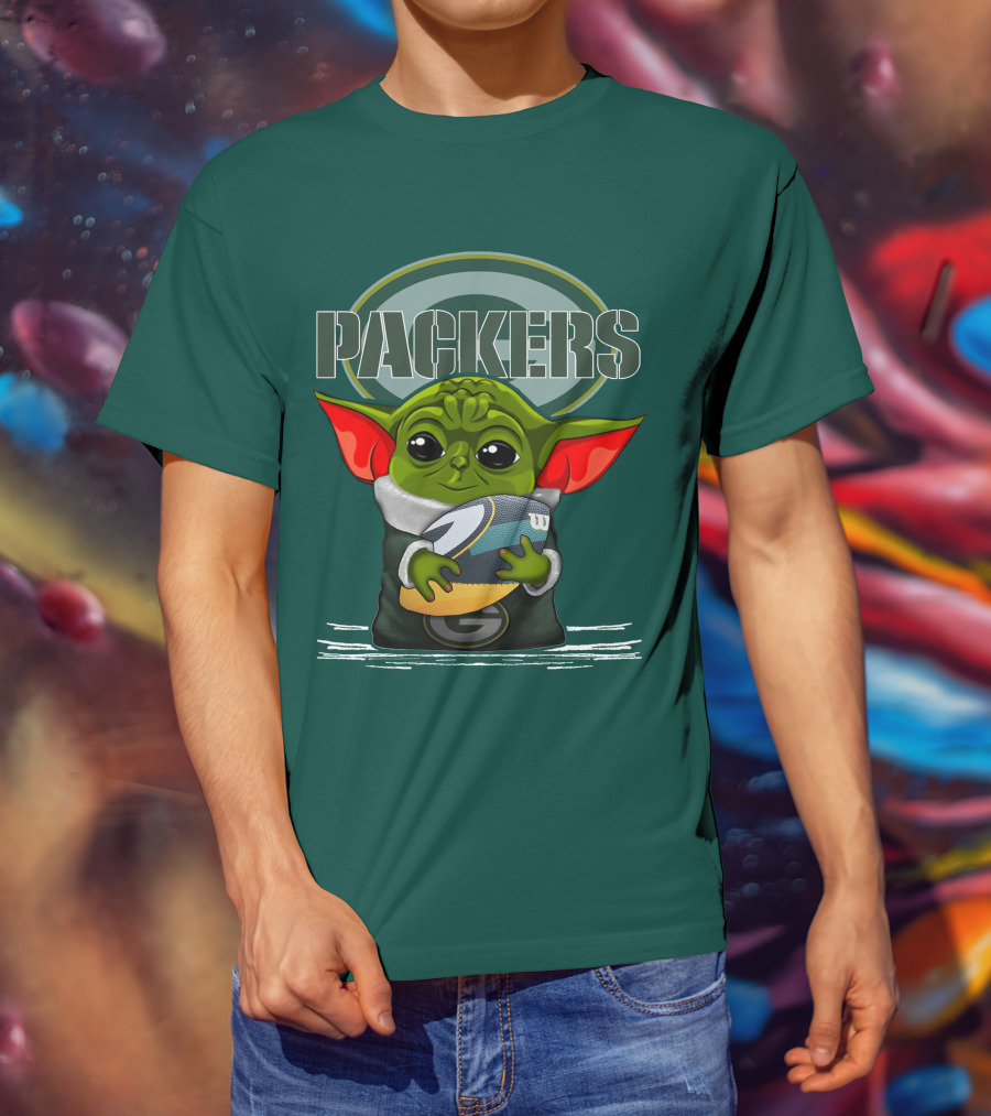 Yoda Holding Football With Green Bay Packers T-Shirt