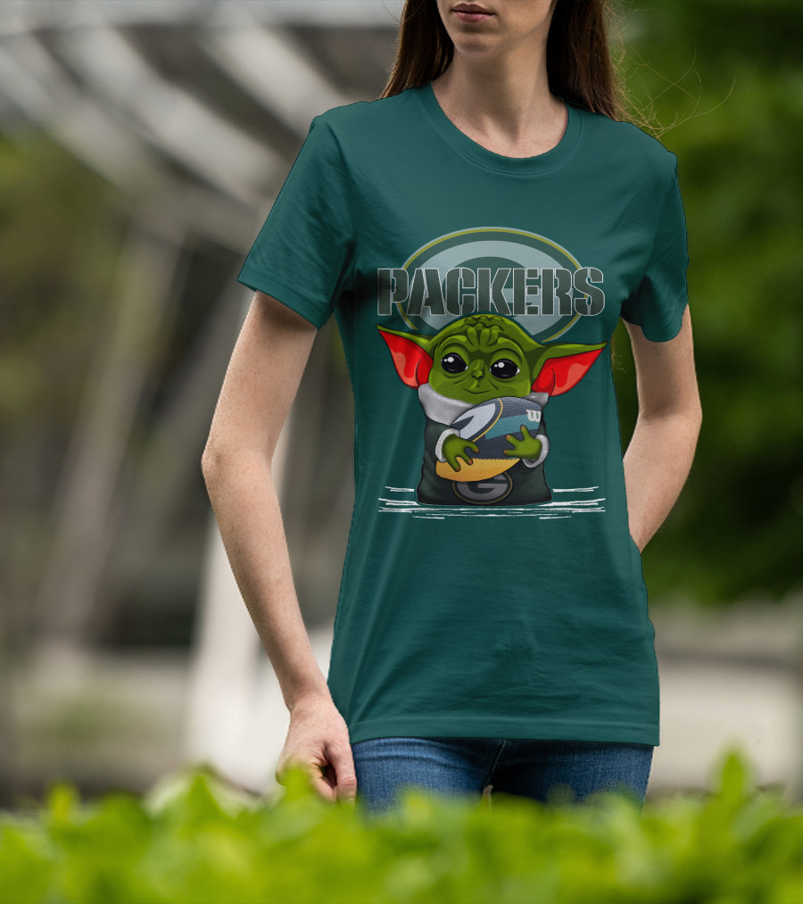 Yoda Holding Football With Green Bay Packers T-Shirt