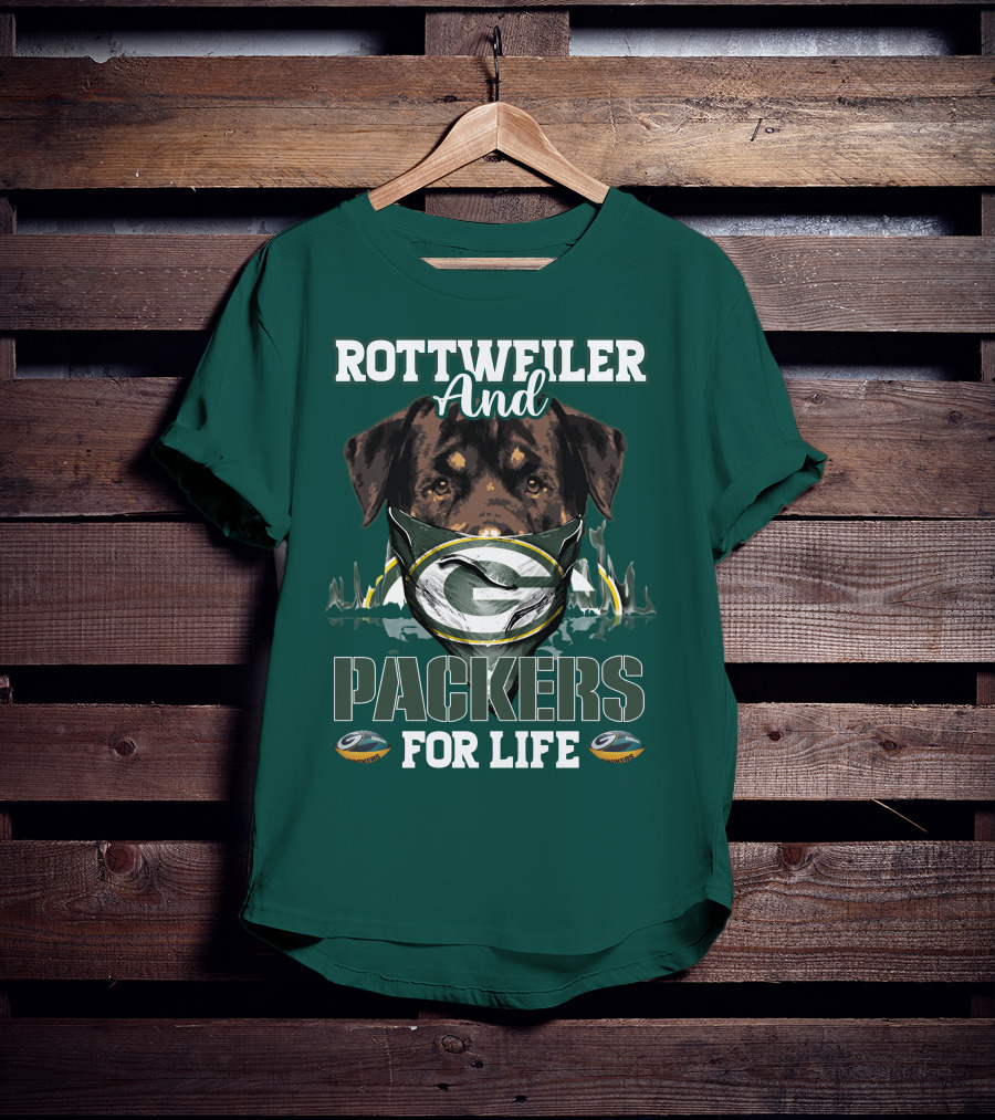 Rottweiler And Packers For Life Green Bay Packers T-Shirt
