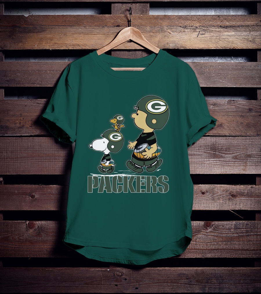 Snpfootball Green Bay Packers Peanuts Characters T-Shirt