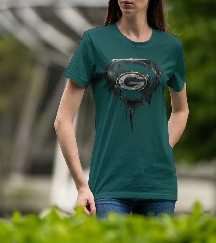 Spm Superman Green Bay Packers Logo Fusion T-Shirt