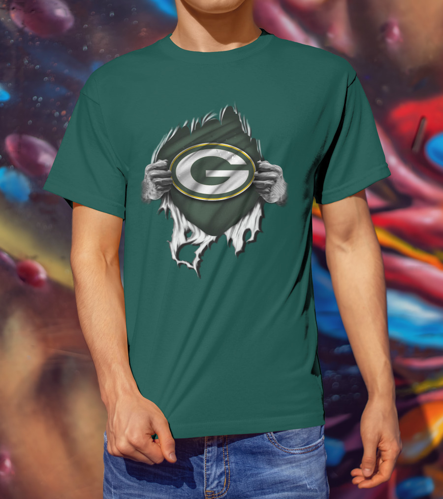Green Bay Packers Torn Logo Superfan T-Shirt
