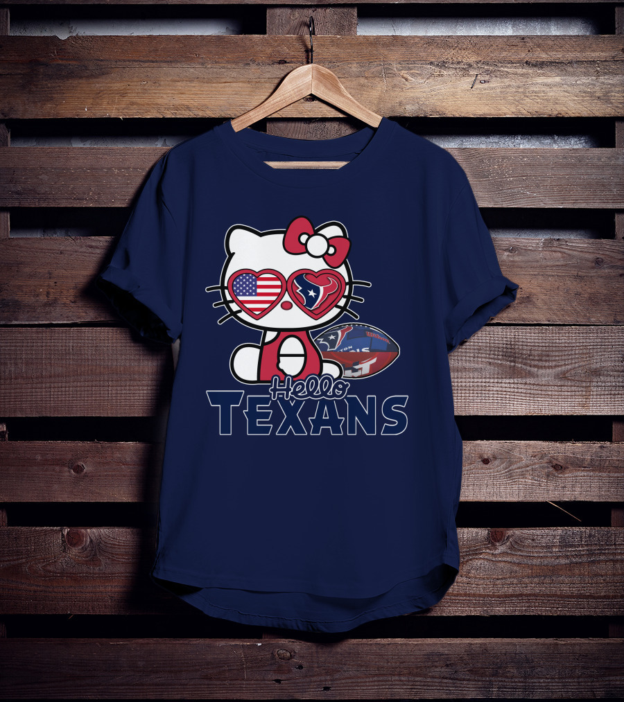Hello Kitty Texans Football Heart USA Fan Love T-Shirt