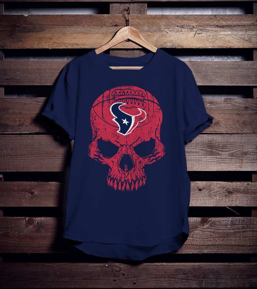 Houston Texans Skull Football Emblem 18 T-Shirt