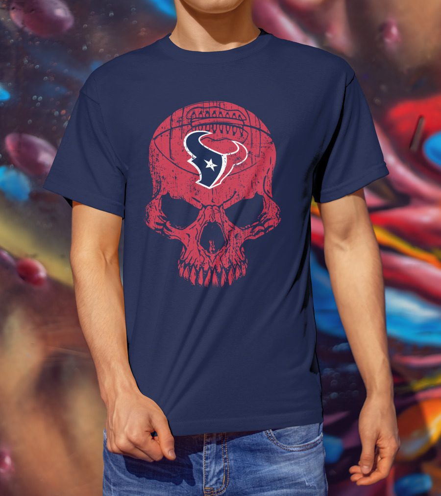 Houston Texans Skull Football Emblem 18 T-Shirt