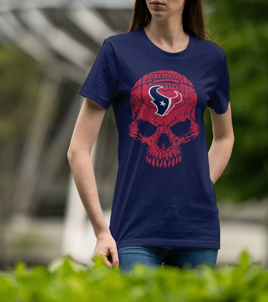 Houston Texans Skull Football Emblem 18 T-Shirt