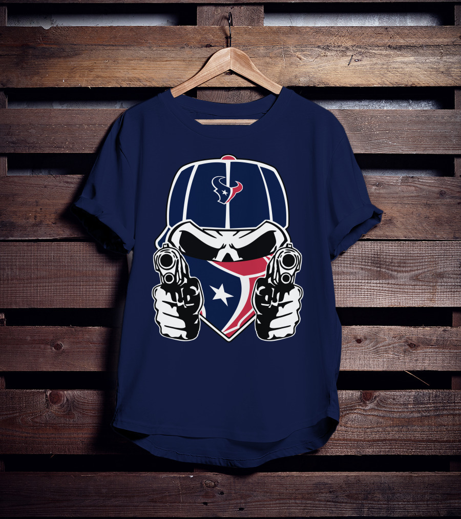 Houston Texans Skull Masked Gunslinger Fan Art T-Shirt