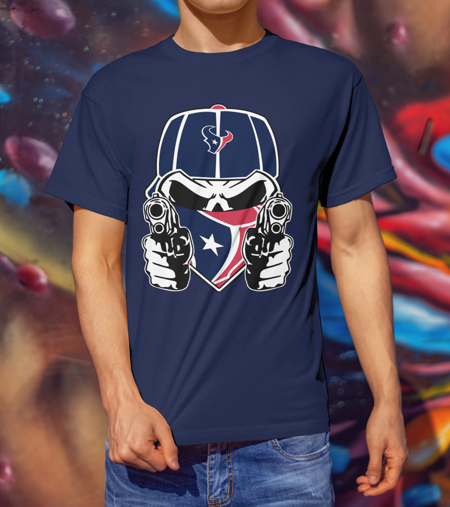 Houston Texans Skull Masked Gunslinger Fan Art T-Shirt