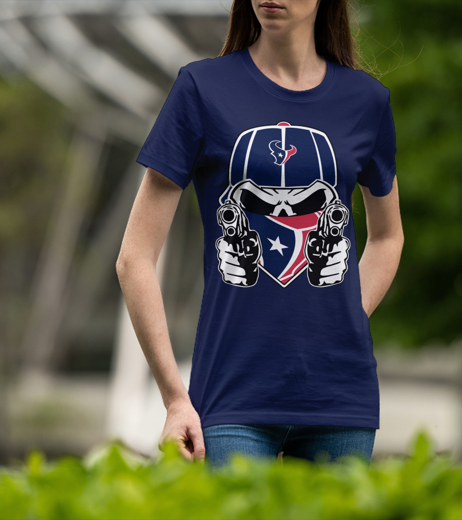 Houston Texans Skull Masked Gunslinger Fan Art T-Shirt