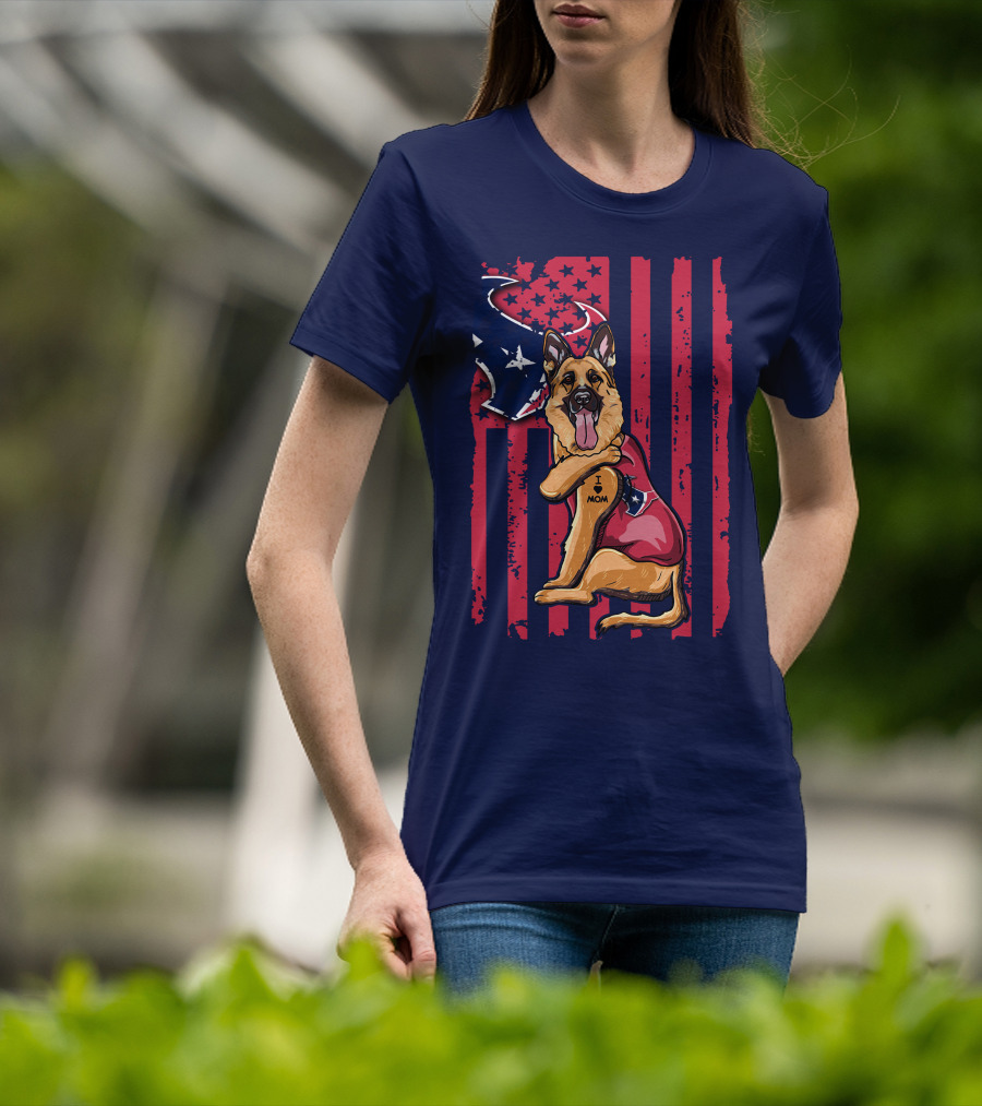 German Shepherd I Love Mom Houston Texans Flag T-Shirt