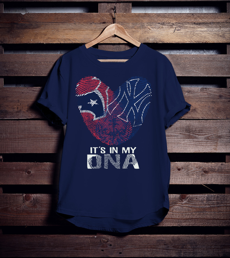 Houston Texans It's In My Dna Fingerprint Heart Yankees T-Shirt