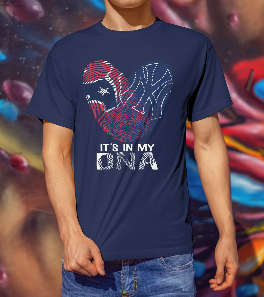 Houston Texans It's In My Dna Fingerprint Heart Yankees T-Shirt