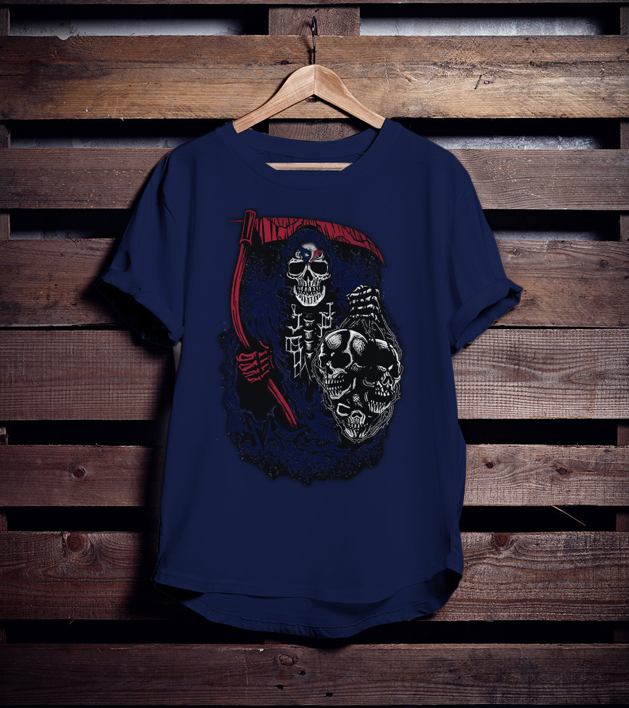 Houston Texans 07 Grim Reaper Skull Artwork T-Shirt