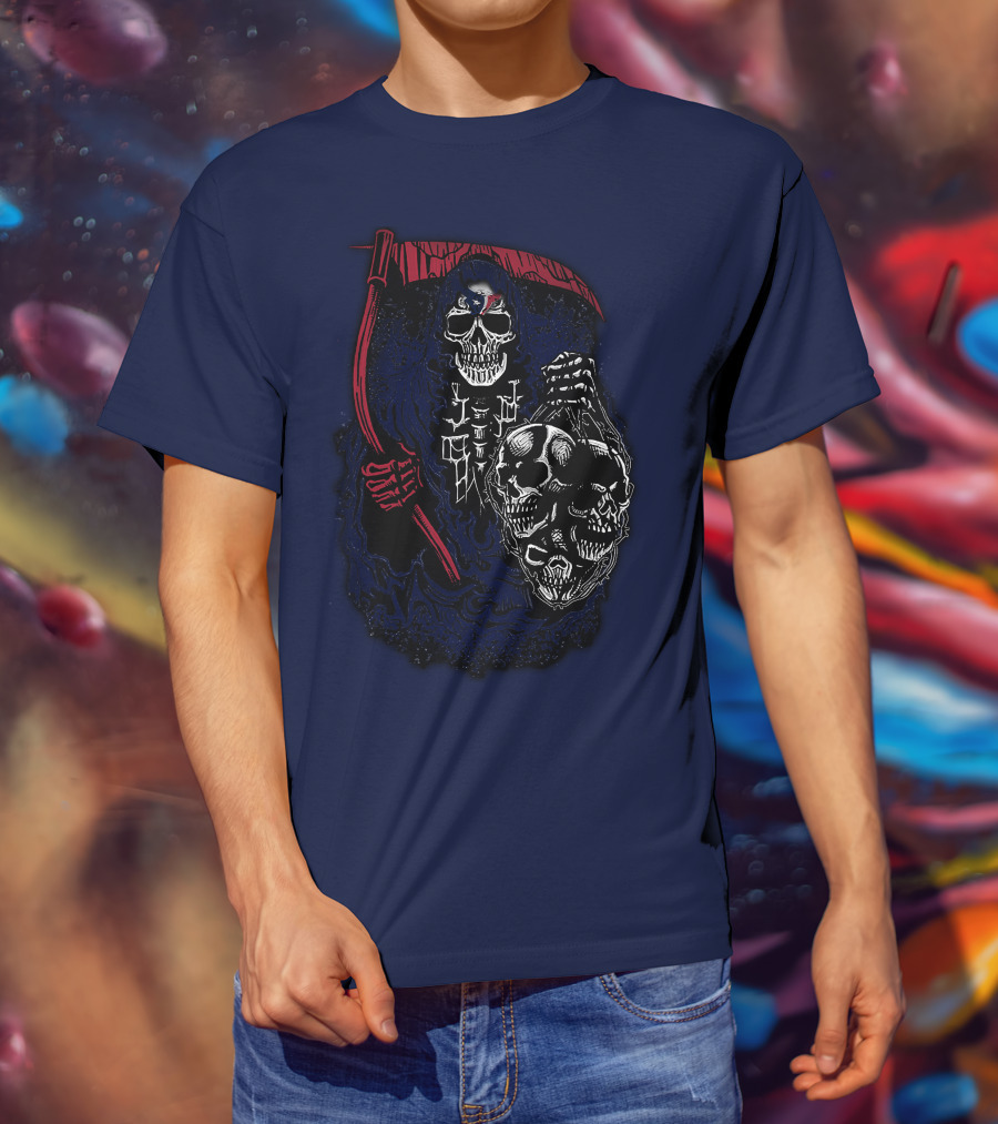 Houston Texans 07 Grim Reaper Skull Artwork T-Shirt