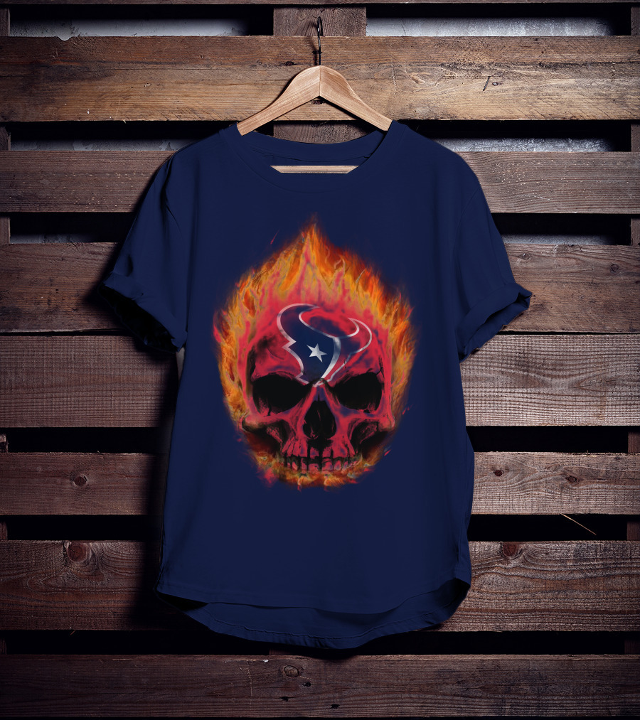 Houston Texans Flaming Skull T-Shirt