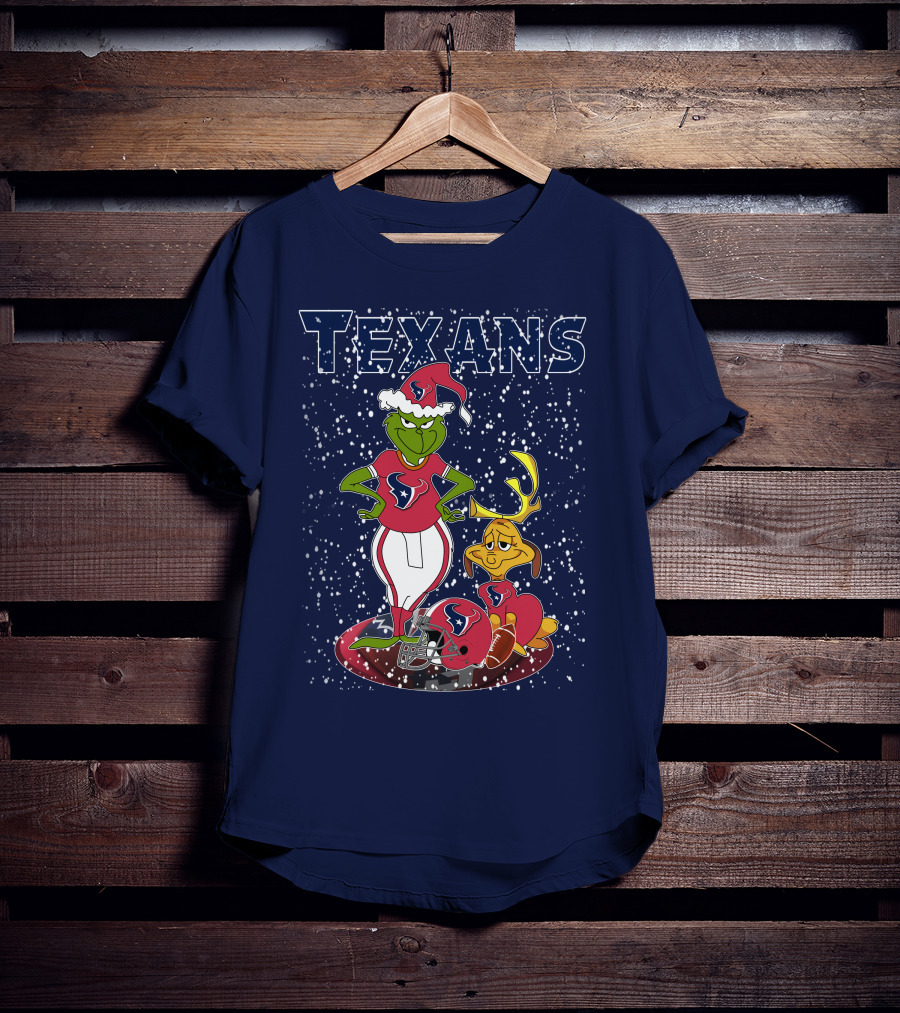 Grinch Christmas Houston Texans Holiday Football Collaboration T-Shirt